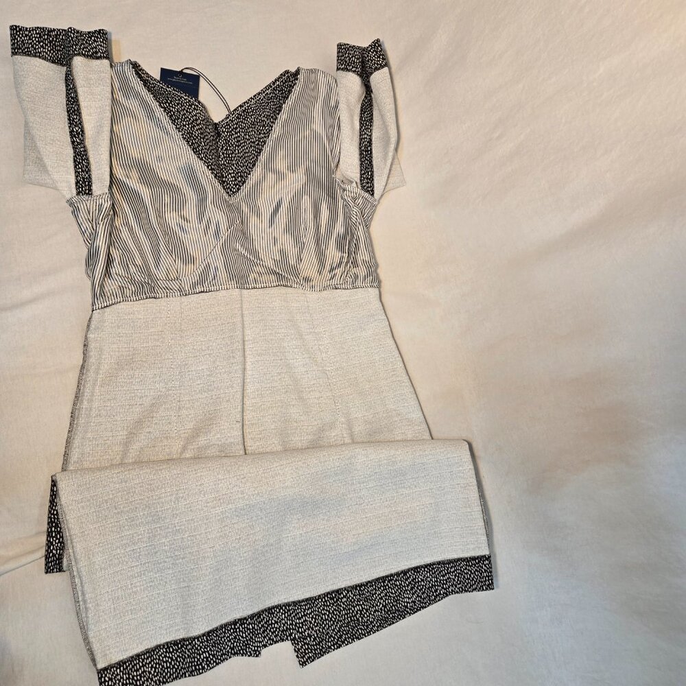 PIAZZA SEMPIONE Black/White Printed Dress Size Italian 44 US 8 Made Italy! NEW! - Picture 8 of 16